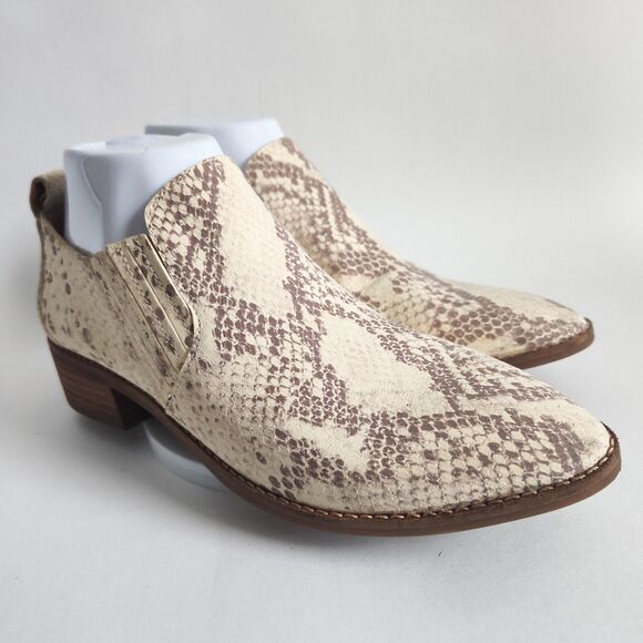 Lucky Brand Snakeskin Leather Flat Loafers 7.5 / 38 Pointy Toe Slip On Western - Picture 1 of 8